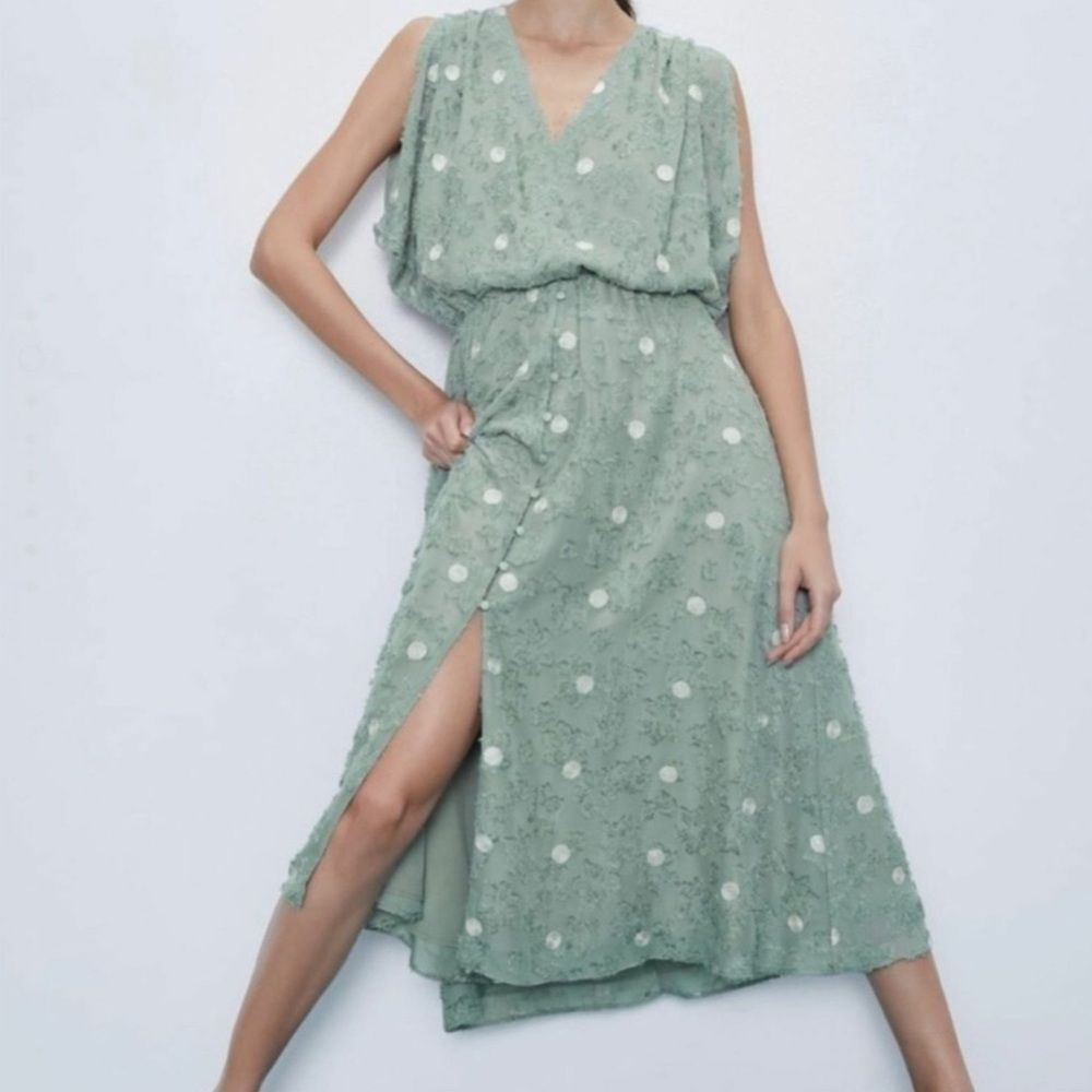 Zara Textured Weave Midi Dress Size M